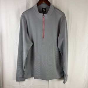 FootJoy Pullover Mens XL Grey Striped 1/4 Zip Golf Mock Neck Logo